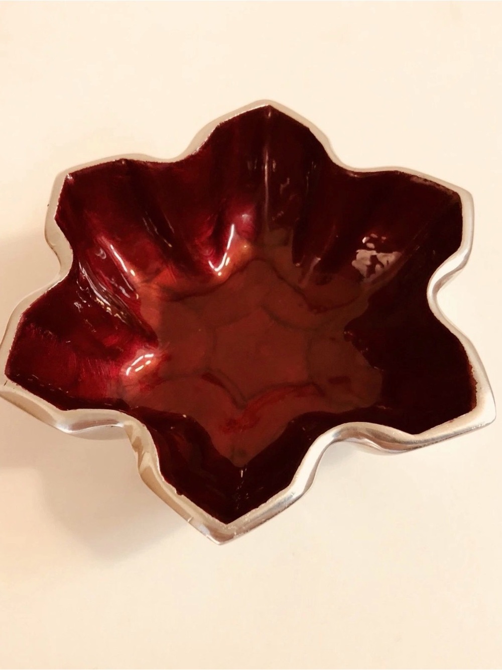 Julia Knight Star-Shaped Metal Small Bowl  Burgundy